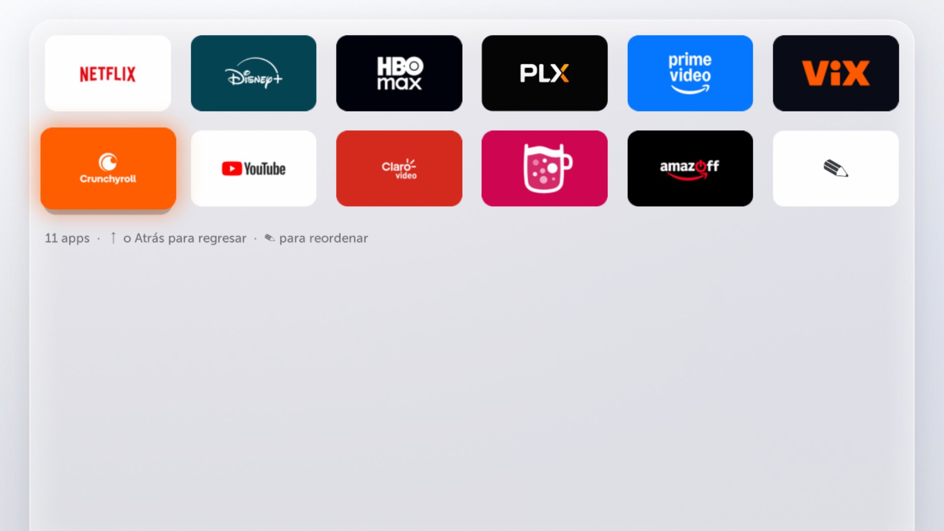 All apps, after scrolling down from the app row